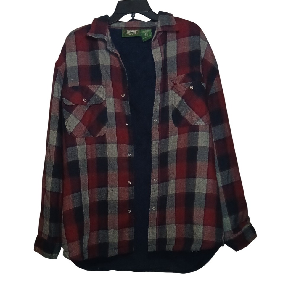 Stillwater Supply Co Mens XL Red Plaid Fleece Lined Snap Front Flannel Jacket
